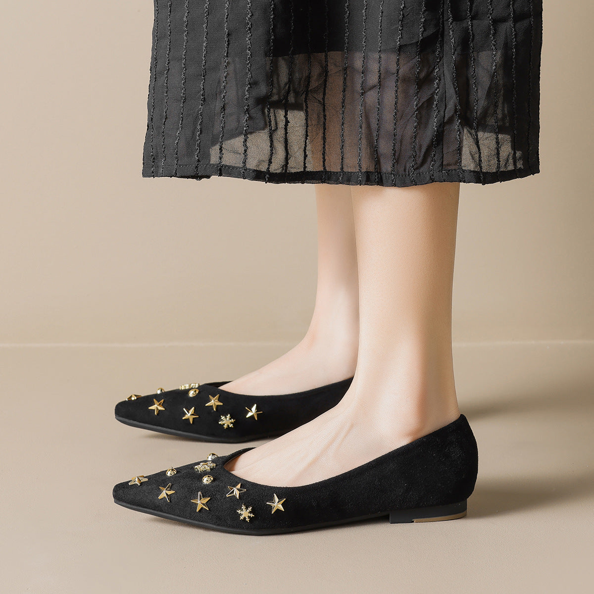 Damen Ballerinas mit funkelnden Details und schicker Sternenhimmel-Applikation