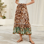 Damen Maxi-Rock mit animalischem Print und raffinierter Volant R&B