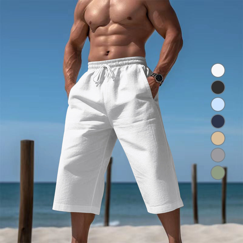 Herren nan lässige knielange Bermuda-Shorts mit elastischem Bund und Tunnelzug R&B