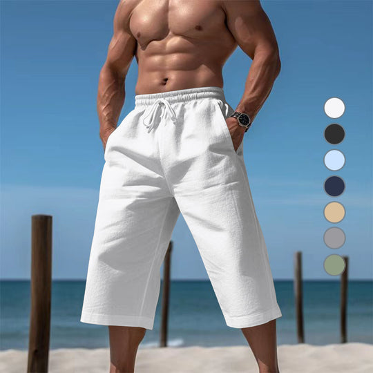 Herren nan lässige knielange Bermuda-Shorts mit elastischem Bund und Tunnelzug R&B