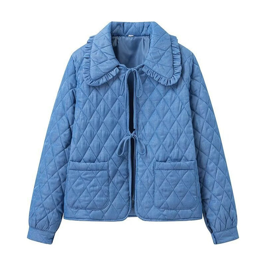 Damen Steppjacke mit großem Kragen und praktischen Taschen R&B