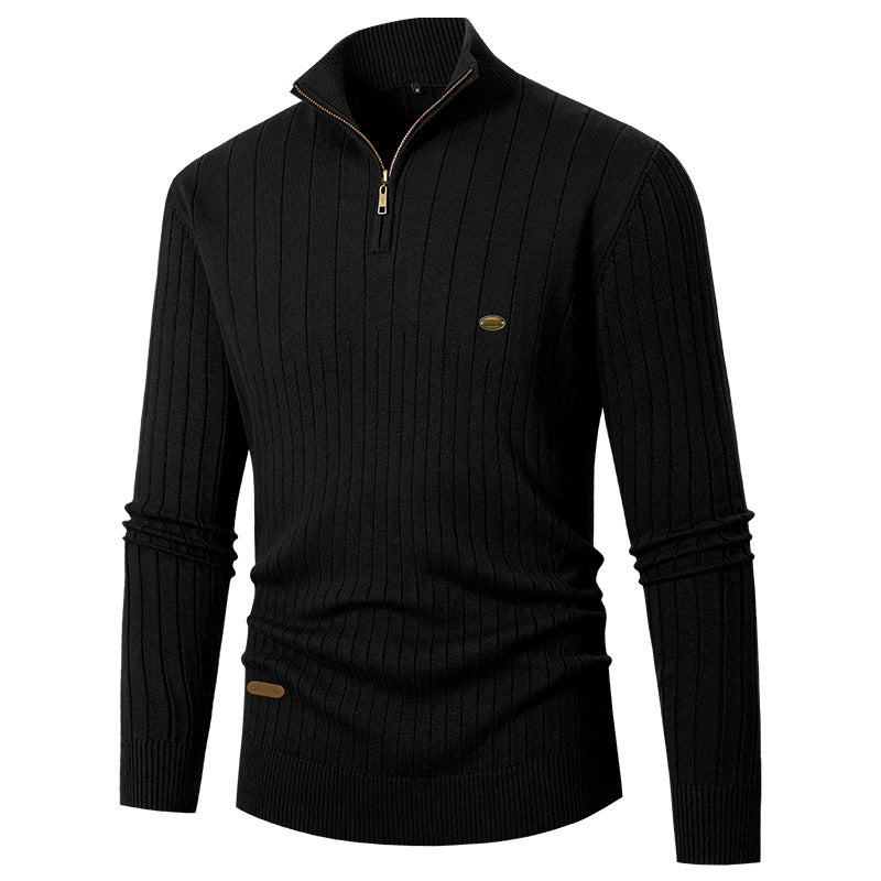 Herren Pullover mit modernem Reißverschluss und Rippenstruktur R&B