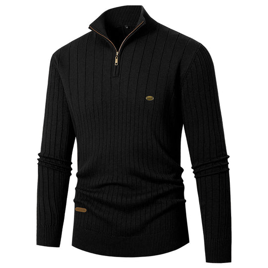 Herren Pullover mit modernem Reißverschluss und Rippenstruktur R&B