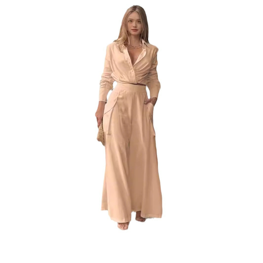 Damen Elegantes Oberteil mit weitem Schnitt und passenden Palazzo-Hosen R&B