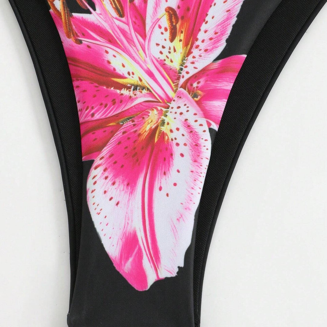 Damen Bikini-Set mit floralem Muster und passendem Wickelrock R&B