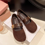 Damen Ballerina-Schuhe mit modischer Schnalle und weichem Wildlederoberteil R&B