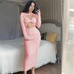 Damen Elegantes asymmetrisches Maxikleid mit Cut-Out-Details R&B
