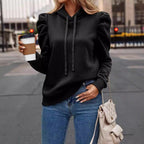 Damen lässiger Kapuzenpullover mit Puffärmeln R&B