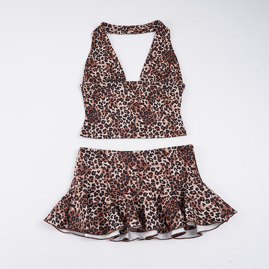 Damen Badeanzug mit voluminösem Rock und elegantem Halterdesign R&B