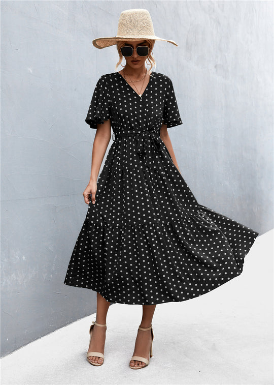 Damen Midikleid mit taillierter Schnürung und voluminösem Rock R&B