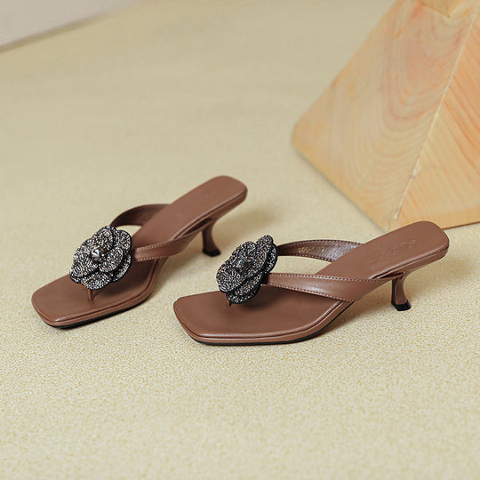 Damen Sling-Sandaletten mit funkelnder Blumenapplikation R&B