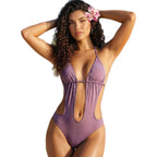 Damen Einteiliger Badeanzug mit tiefem V-Ausschnitt und Cut-Outs
