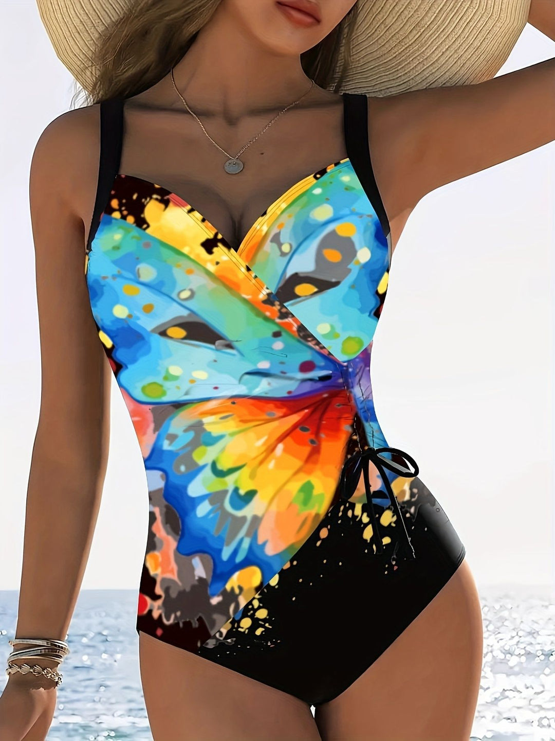 Damen Einteiliger Schwimmanzug mit kreativen Raffungselementen R&B