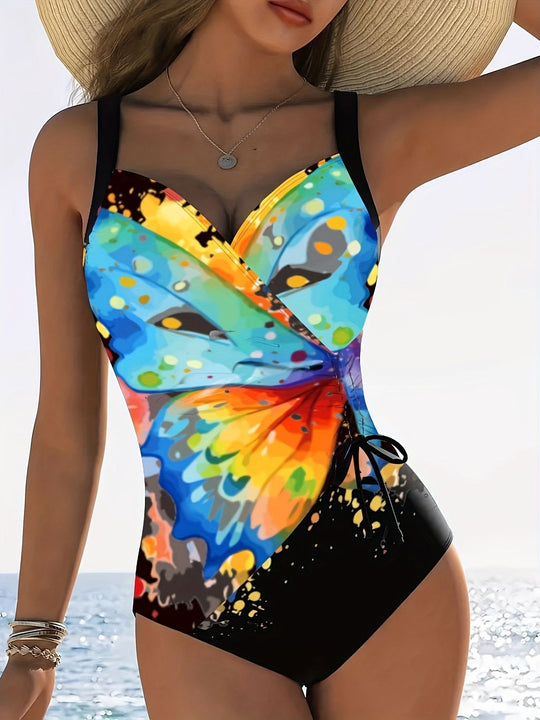 Damen Einteiliger Schwimmanzug mit kreativen Raffungselementen R&B