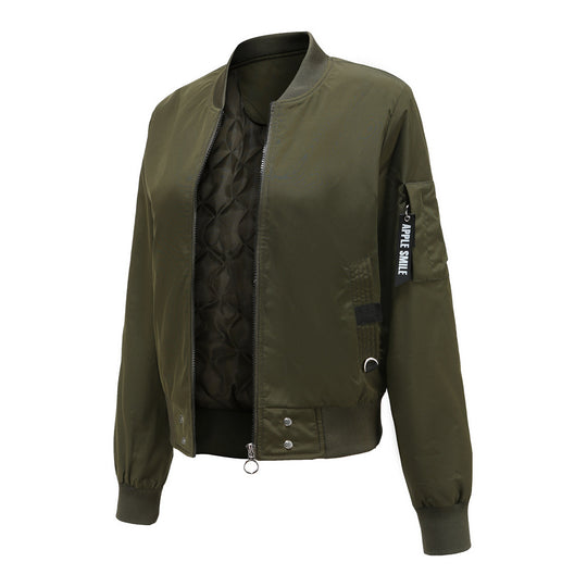 Damen modische Bomberjacke mit praktischen Taschen und seitlichen Einsätzen R&B