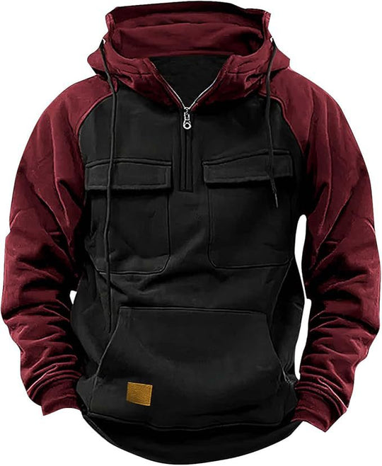 Herren Sportlicher Baumwoll-Hoodie mit Kapuze und praktischen Taschen R&B
