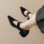 Damen spitze Ballerinas mit eleganter Schnallenverzierung