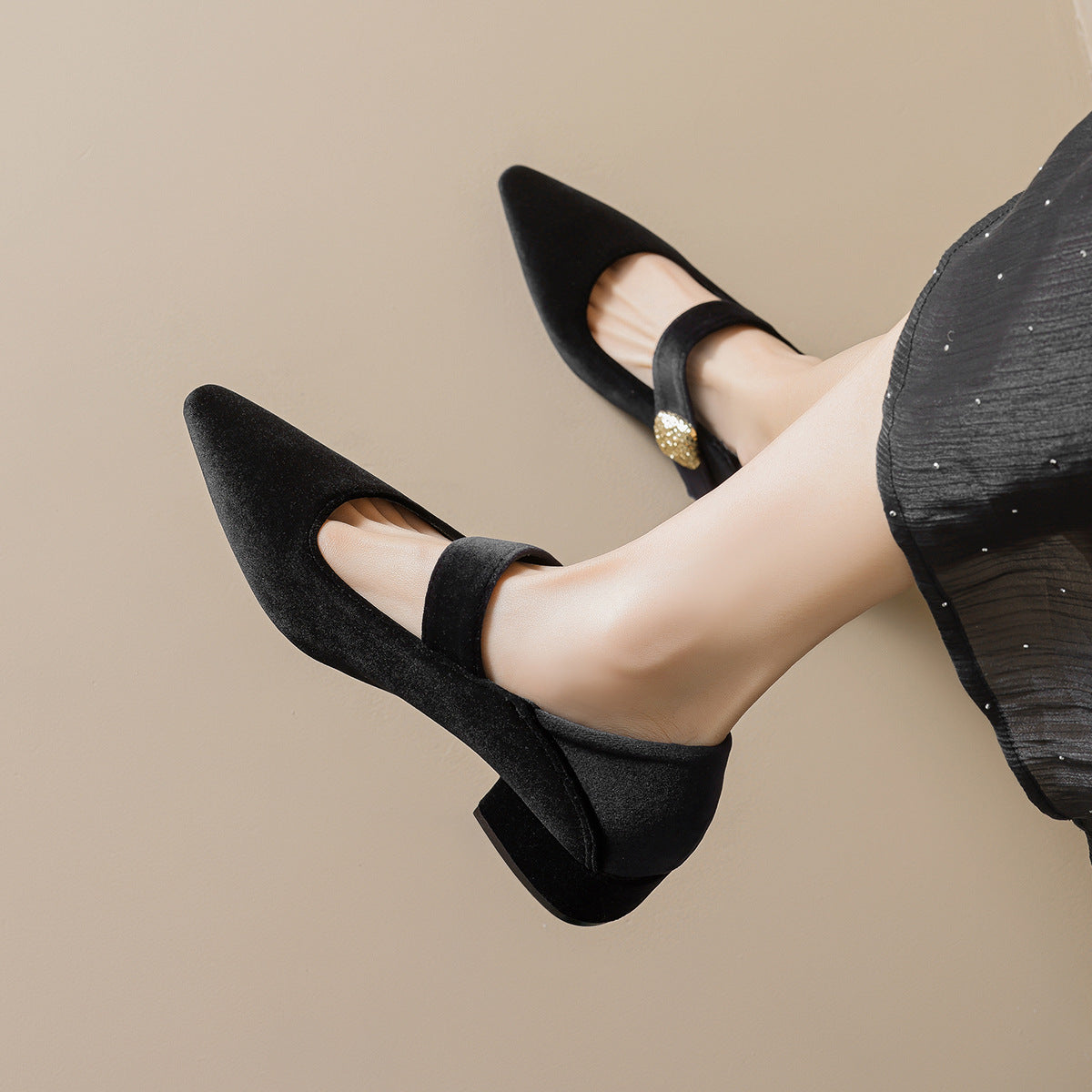 Damen spitze Ballerinas mit eleganter Schnallenverzierung
