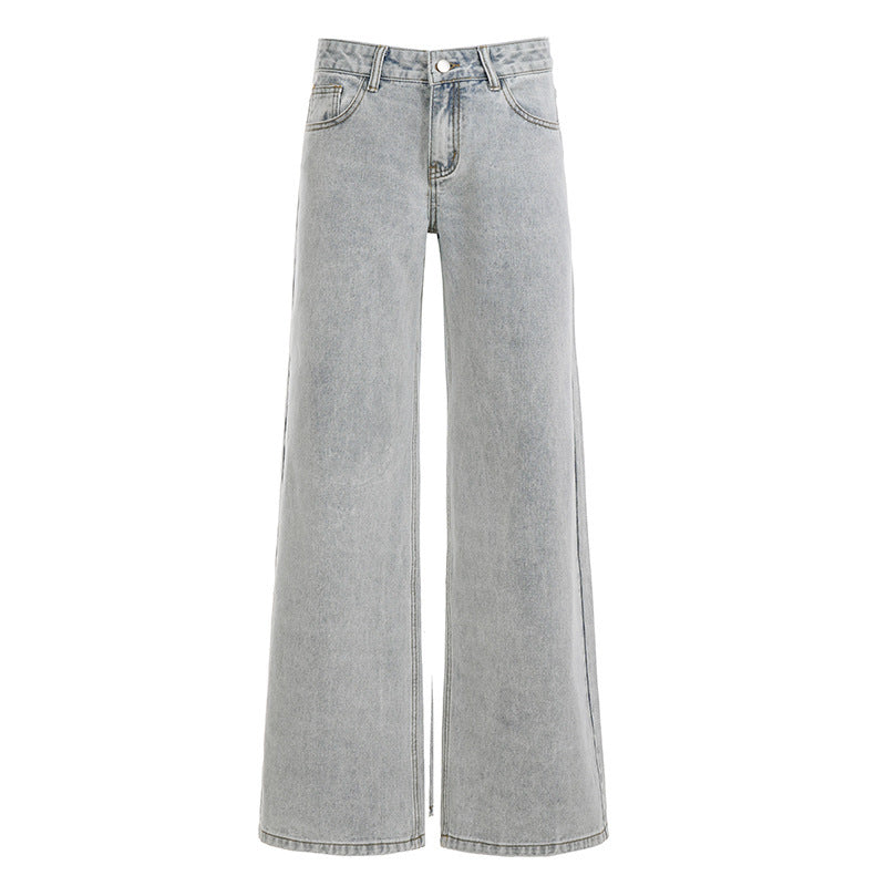 Damen hochgeschnittene weite Jeans R&B