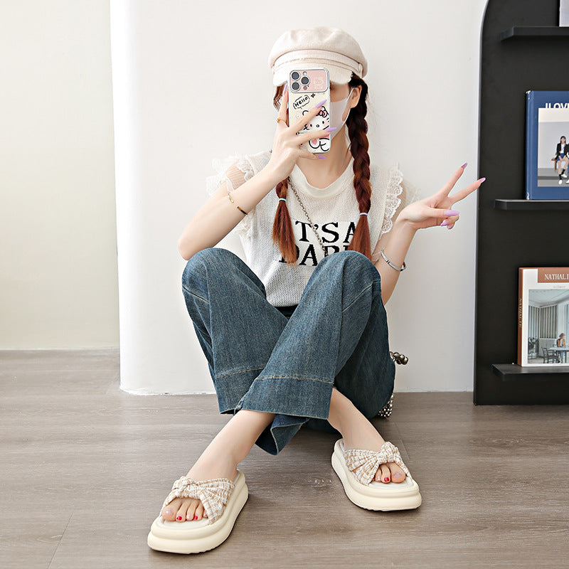 Damen Bequeme Slippers mit modischem Schleifen-Design R&B