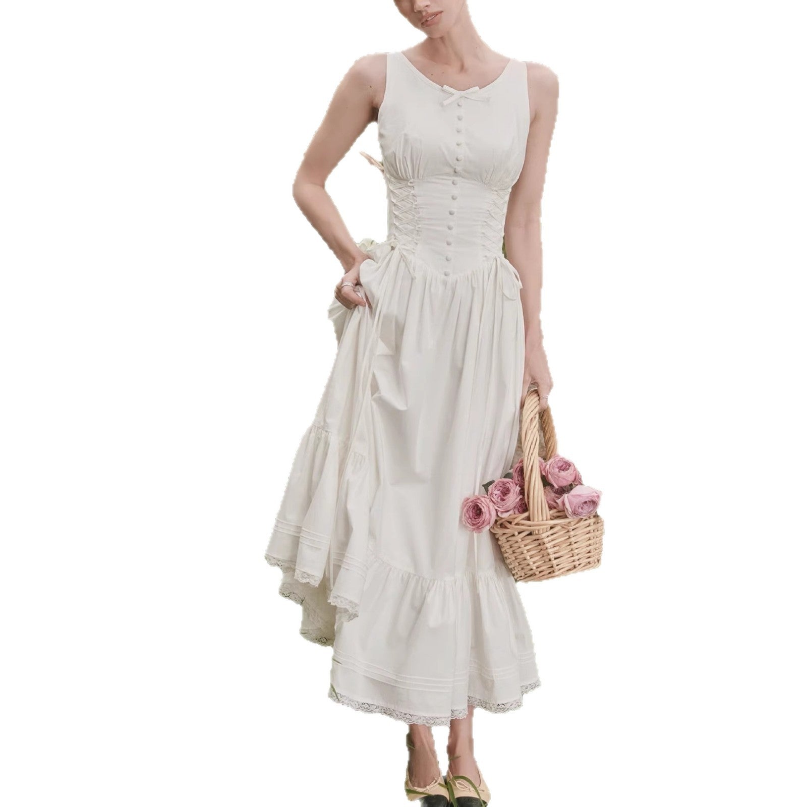 Damen Maxikleid mit raffinierten Rüschendetails und taillierter Silhouette R&B