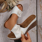 Damen Wedge-Pantoletten mit floraler Applikation R&B