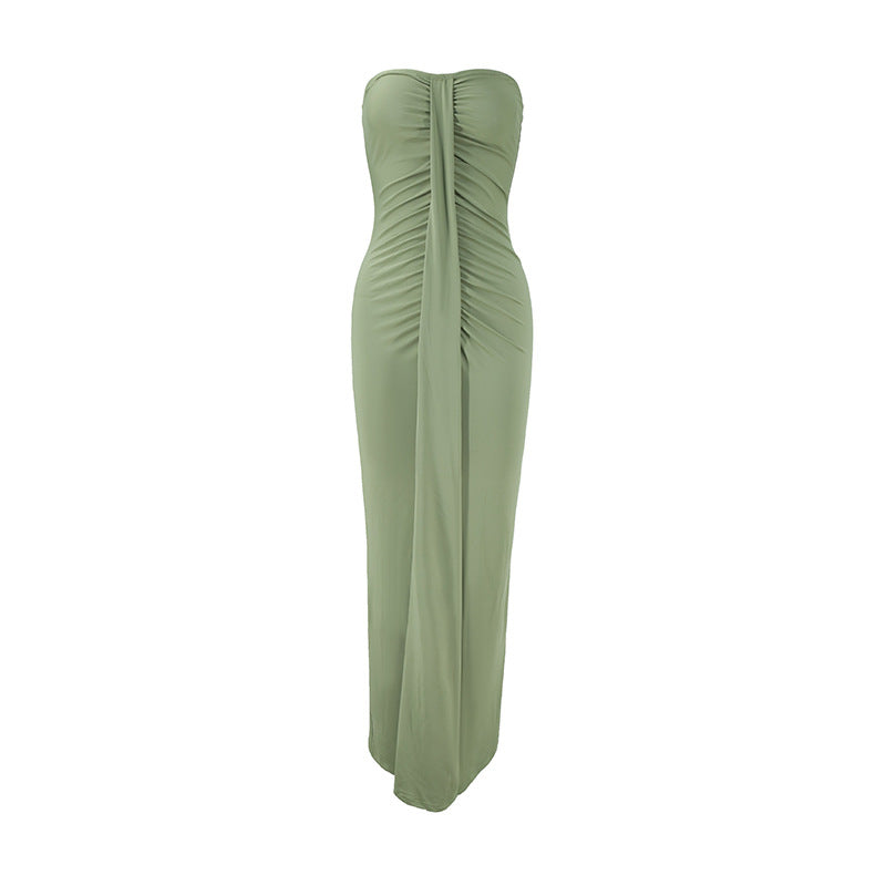 Damen Maxikleid mit schickem trägerlosem Design und figurschmeichelnder Raffung R&B