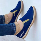 Damen Modische Slip-On Sneakers mit praktischem Reißverschluss R&B
