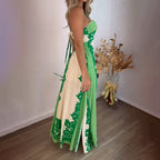 Damen Maxikleid mit verstellbarem Träger und floralem Design R&B