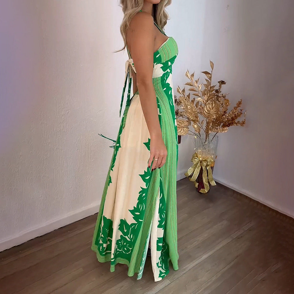 Damen Maxikleid mit verstellbarem Träger und floralem Design R&B