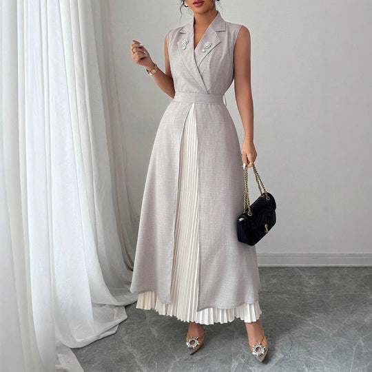 Damen Elegantes Kleid mit plissierten Details R&B