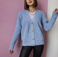 Damen Grobstrick-Cardigan mit Knöpfen