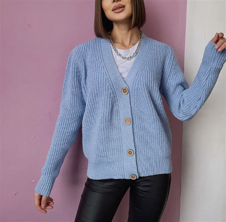 Damen Grobstrick-Cardigan mit Knöpfen