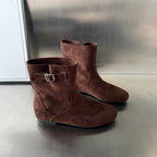 Damen elegante Stiefeletten aus weichem Wildleder mit modischem Schnallenverschluss R&B