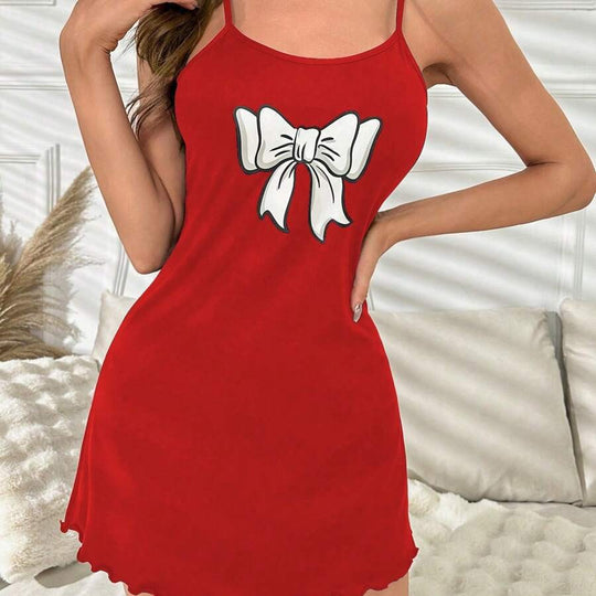 Damen Nachtwäsche Kleid mit auffälligem Kartenspiel-Motiv und verführerischem Saum R&B