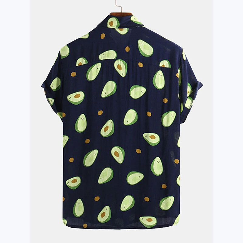 Herren Kurzarmhemd mit frischem Avocado-Muster R&B
