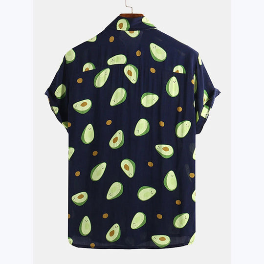 Herren Kurzarmhemd mit frischem Avocado-Muster R&B
