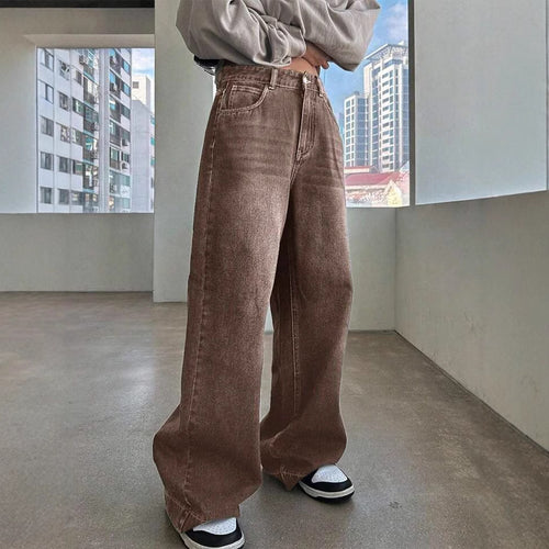 Damen Weit geschnittene Denim-Hose mit hoch tailliertem Design und modischem Schnitt R&B