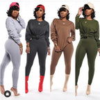 Damen Langarm Schlafanzug Set mit elastischen Hosen R&B