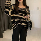 Damen Strickpullover mit elegantem Streifenmuster und lässigem Schnitt R&B
