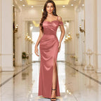 Damen Elegantes Maxikleid mit asymmetrischem Schnitt und Seitenschlitz R&B