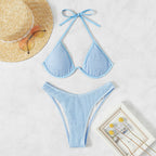 Damen Triangel-Bikini mit strukturiertem Gewe und hohem Beinausschnitt