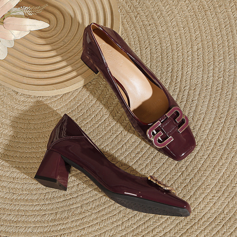 Damen elegante und modische Absatzschuhe mit quadratischer Zehenkappe