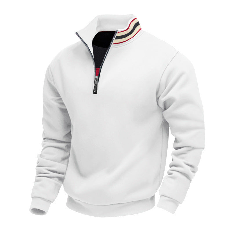 Herren nan Halbzip-Sweatshirt mit sportivem Ringkragen und weichem Fleece-Innenfutter R&B