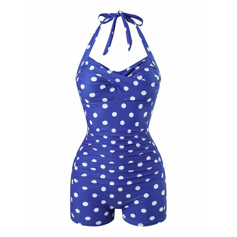 Damen Stilvoller Einteiler Badeanzug mit bindbarem Nackendesign R&B