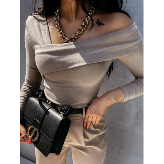 Damen asymmetrisches One-Shoulder-Top R&B