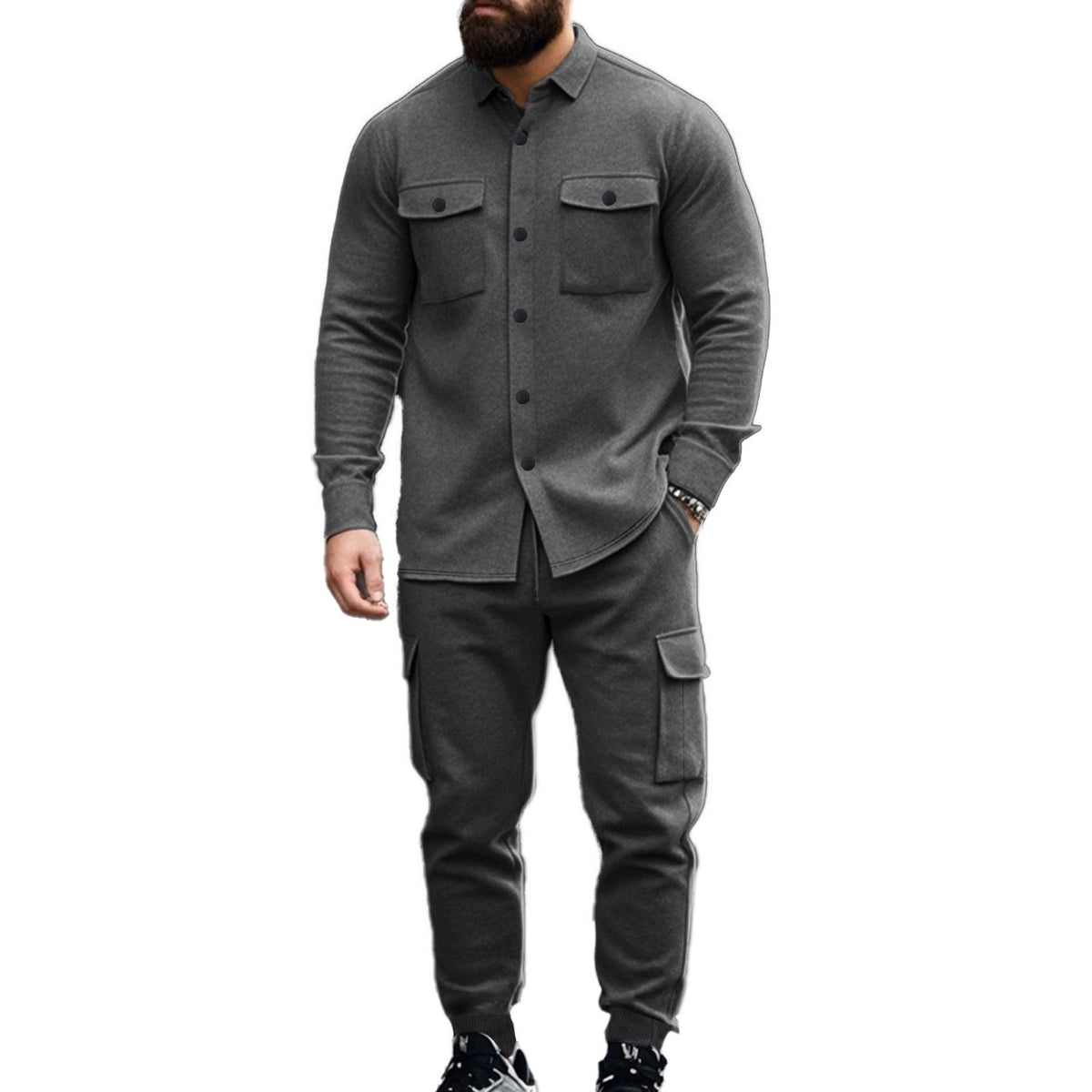Herren Cargo-Set mit lässigen Hemd und elastischen Hosen R&B