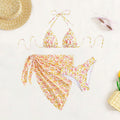 Damen Triangel-Bikini-Set mit floralem Wickeltuch