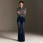 Damen Flared Jeans mit hohem Bund und eleganten Nahtdetails