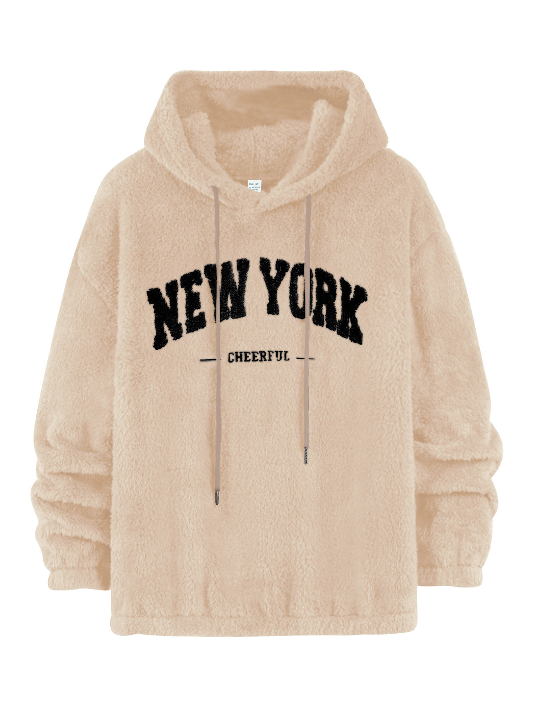 Unisex nan kuscheliger Plüsch-Hoodie mit Chenille-Logo, Kapuze und elastischem Saum R&B